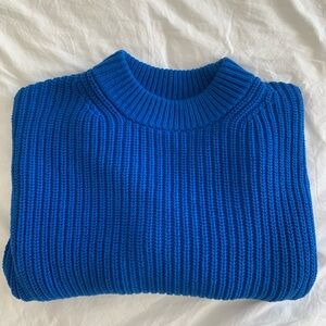 Everlane organic cotton crewneck sweater cobalt blue XS